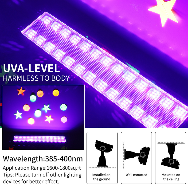 100W 385-400nm UV Blacklight Linear Wall Washer 80LEDs AC85-265V Input